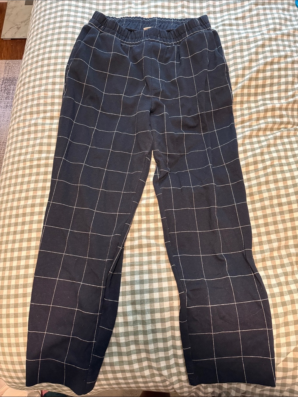 a new day Navy Windowpane Check Trousers